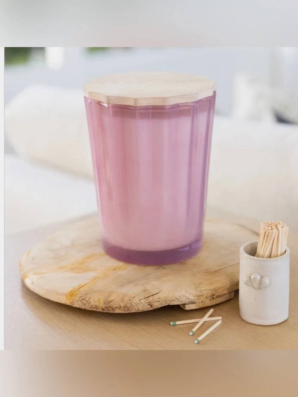 Sand + Fog Glass Candle Jar with Bamboo Lid Island Blossom